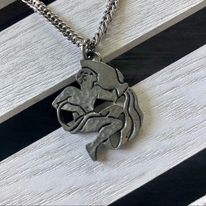Vintage Silver Necklace with Zodiac Pendant